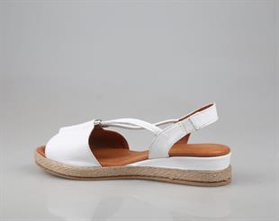 Zeyn 1276 hakiki deri Beyaz Kadın Sandalet