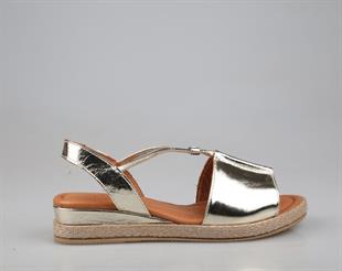 Zeyn 1276 hakiki deri Gold Kadın Sandalet