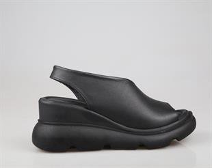 Zeyn 7712 hakiki deri Siyah Kadın Sandalet