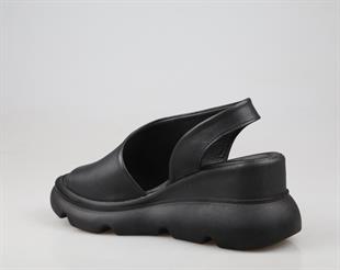 Zeyn 7712 hakiki deri Siyah Kadın Sandalet