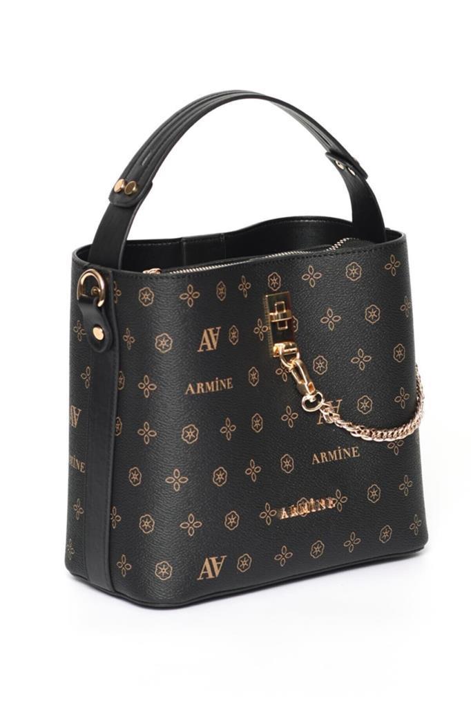 Armine 222  Siyah Baskılı Kadın Çanta