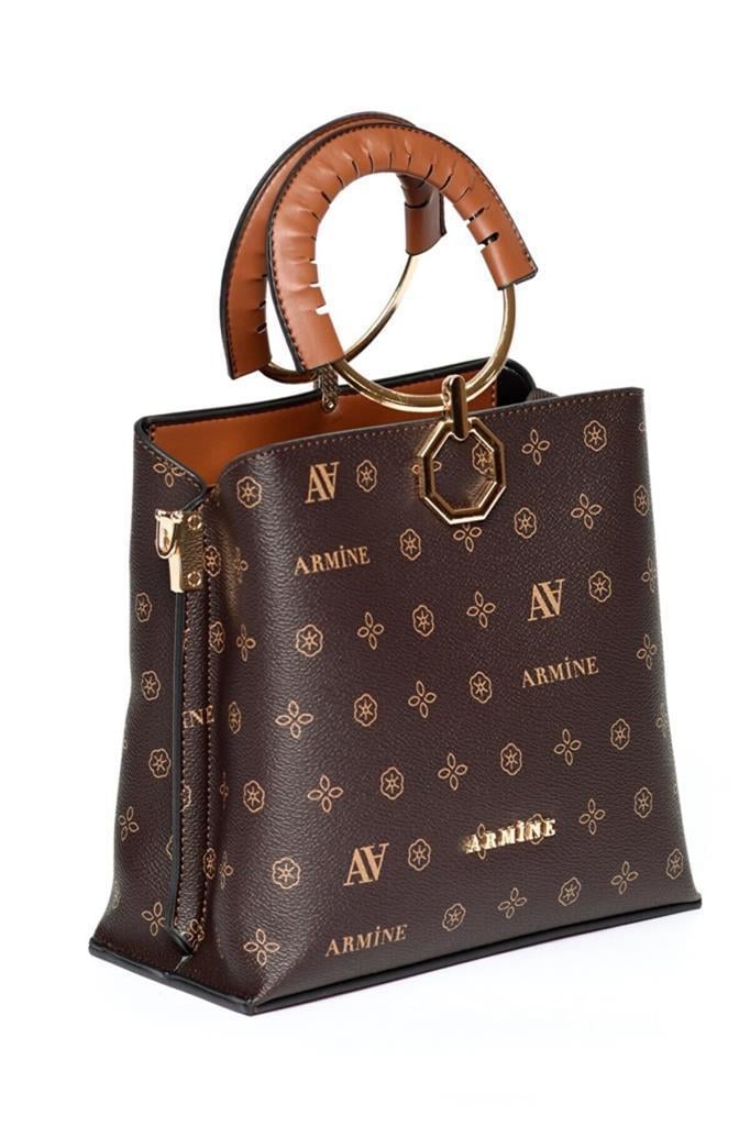 Armine 260  Kahve Baskılı Kadın Çanta
