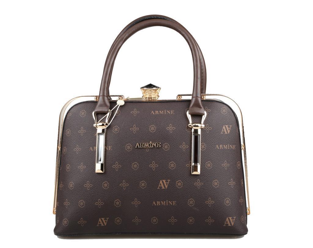 Armine 339  Kahve Baskılı Kadın Çanta