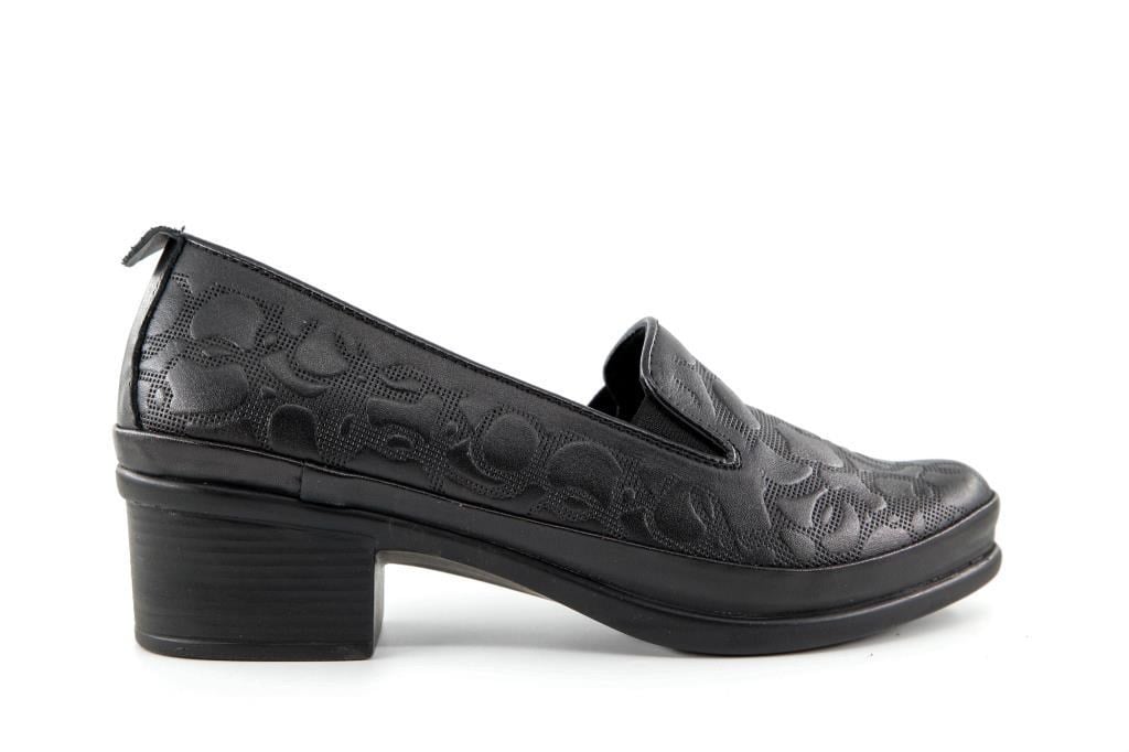 CASTLE BLACK 24604 Hakiki Deri Ortopedik Siyah Kadın Günlük Anne Ayakkabısı