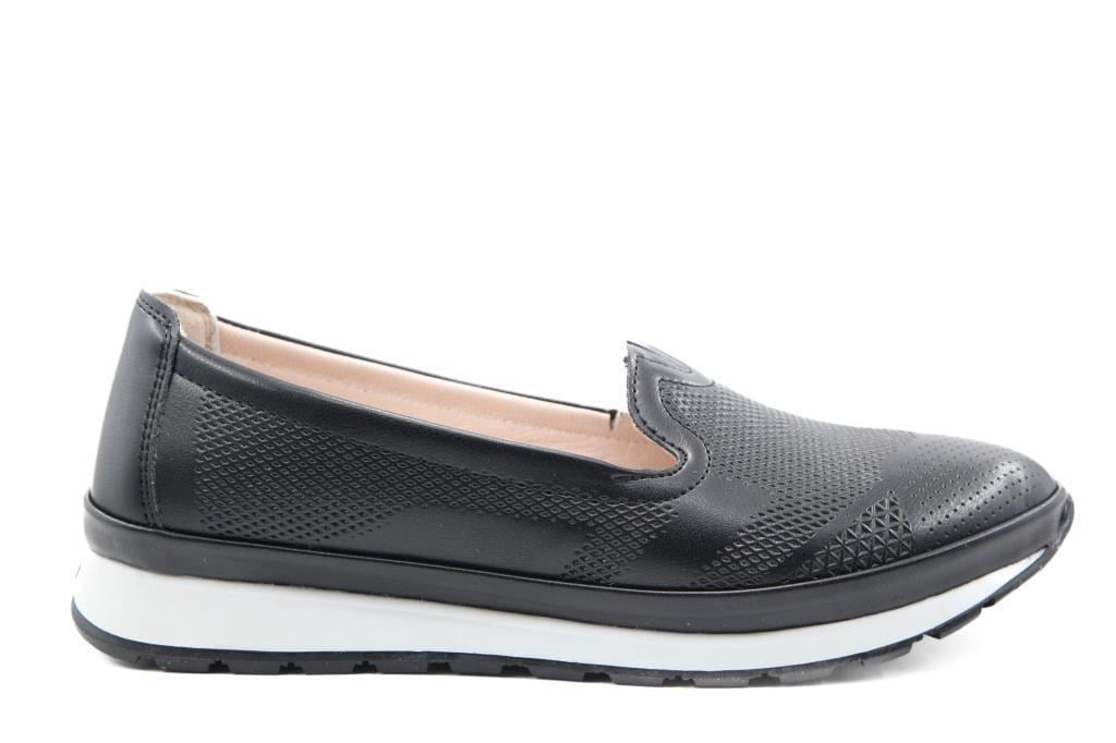 CASTLE BLACK 42738 Hakiki Deri Siyah Kadın Günlük Anne Ayakkabısı