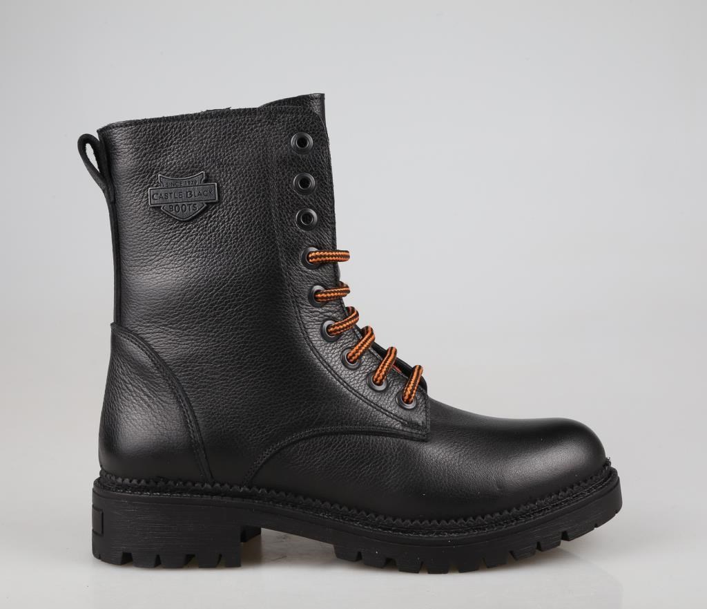 CASTLE BLACK 90006 Hakiki Deri Siyah Kadın Bot