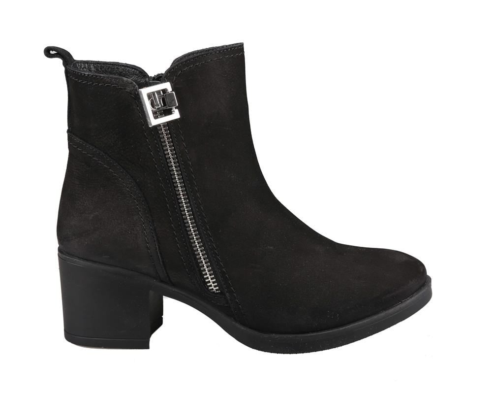 CASTLE BLACK 92163 Hakiki Deri Siyah Suet Kadın Bot