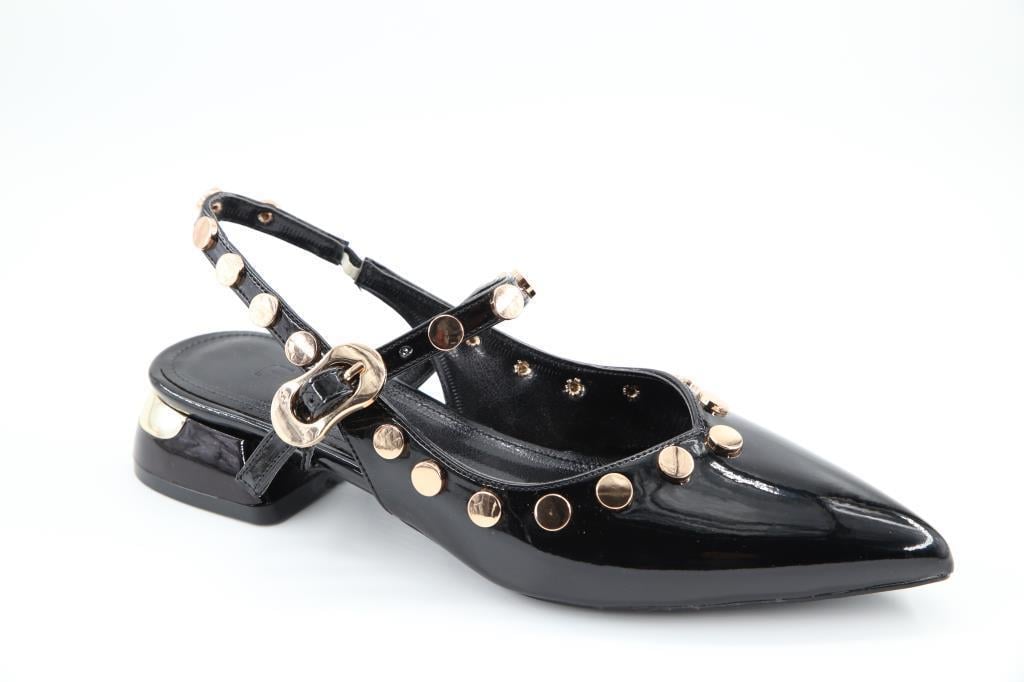 Feles 129-1200 Siyah Rugan Kadın Topuklu Ayakkabı