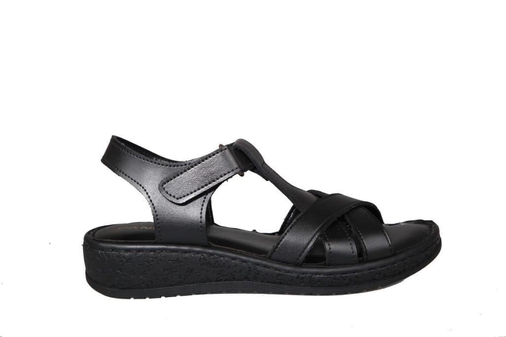 Pandora Moda TU011 Ortopedik Yumuşak Taban Siyah Kadın Sandalet