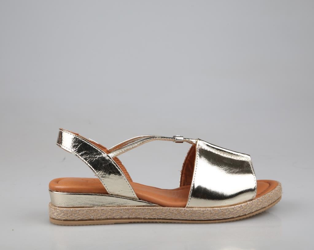 Zeyn 1276 hakiki deri Gold Kadın Sandalet