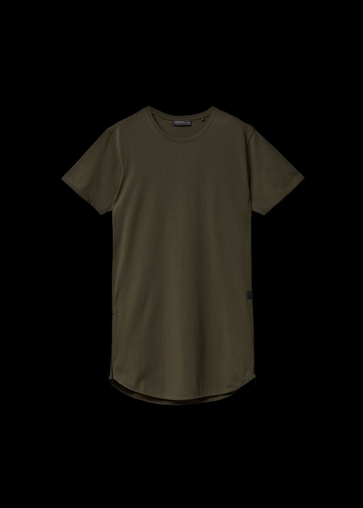 Altı Kavisli Long  Basic T shirt-Haki