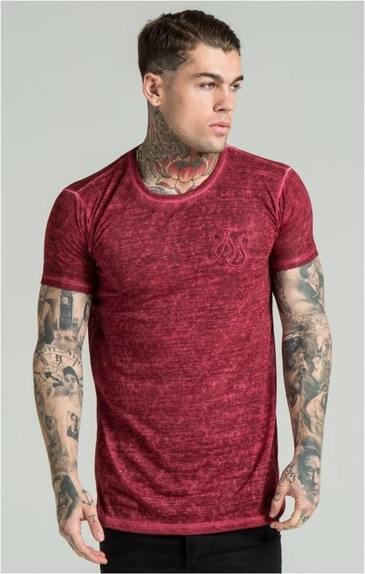 Altı Kavisli Long T Shirt-Kırmızı