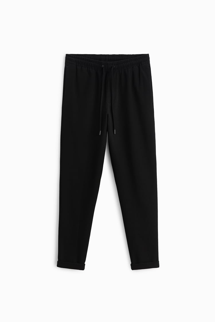 Basic İpli Jogger Pantolon-Siyah