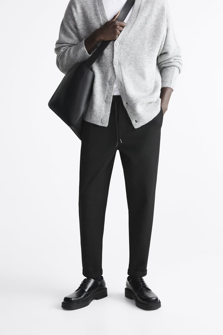 Basic İpli Jogger Pantolon-Siyah