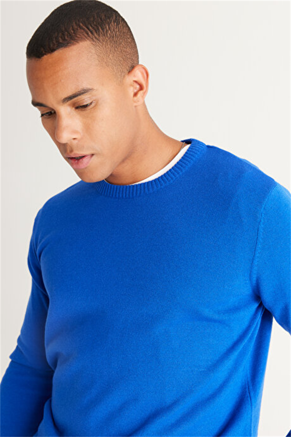 Basic L/S Triko Tshirt-Saks Mavi