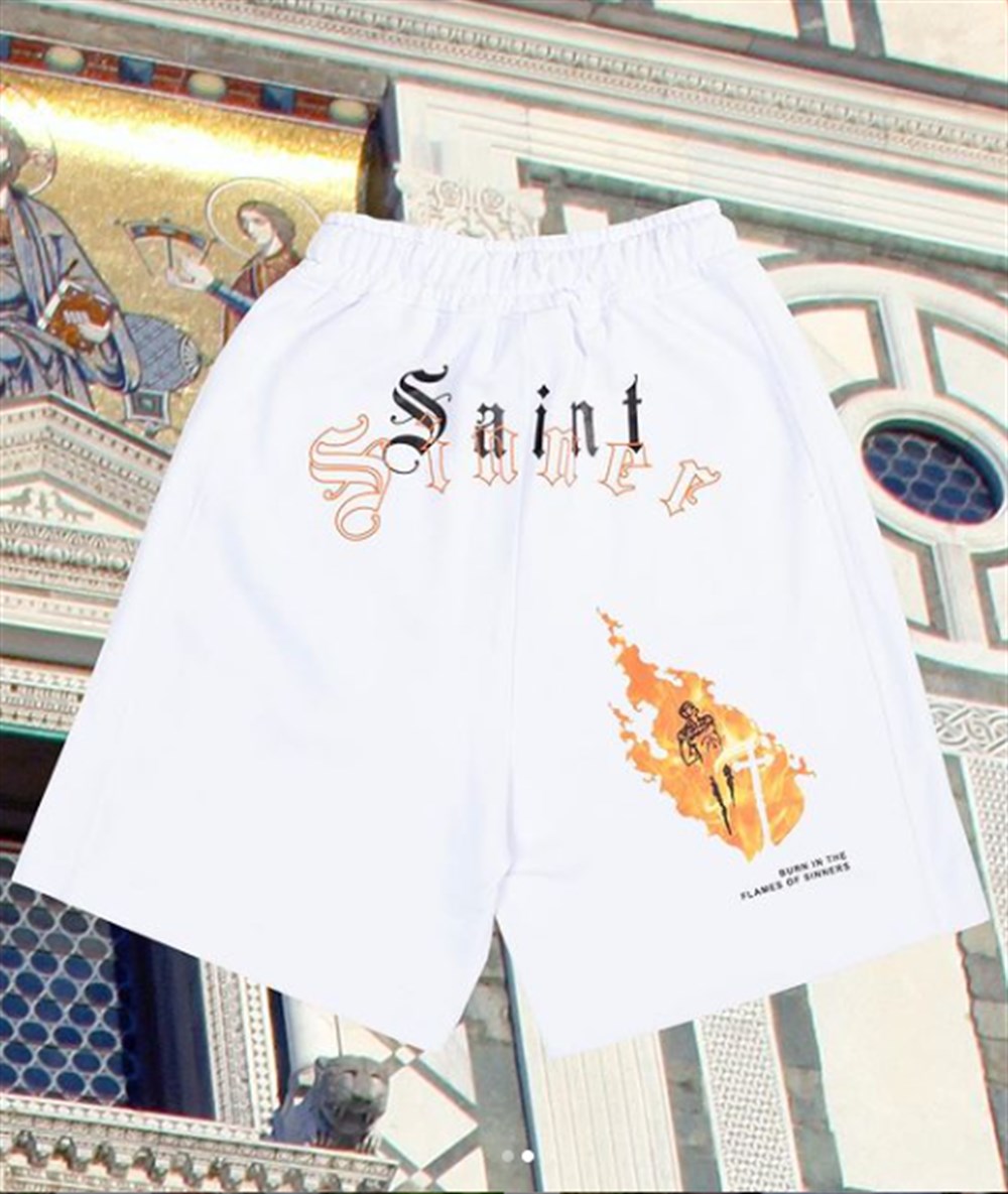 Casual Oversize  Bol Penye (Saint Sinners]Şort-Beyaz