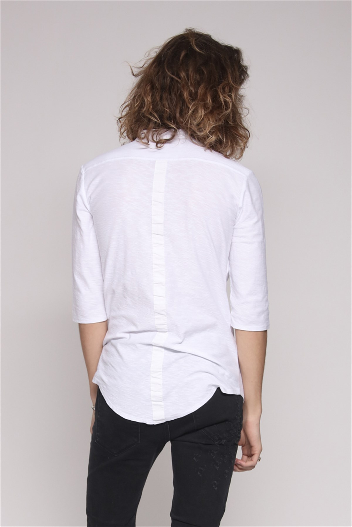 Cepli Gomlek Sweat-Beyaz