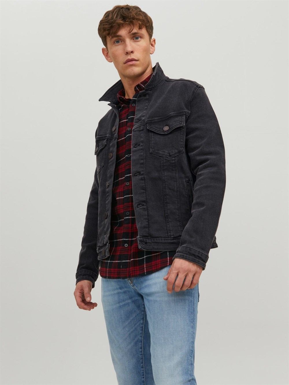 Eskitme Jean Jacket-Siyah