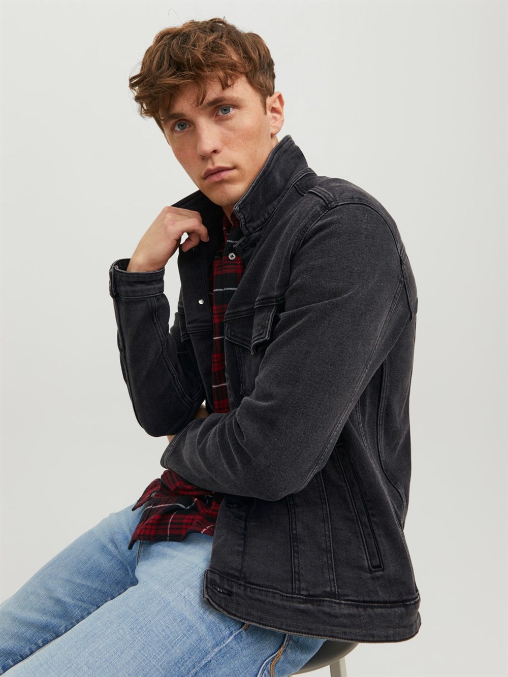 Eskitme Jean Jacket-Siyah