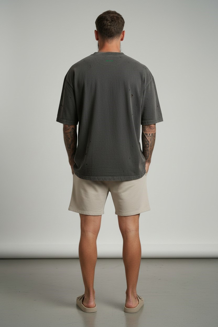 ESKITMELI OVERSIZED TSHIRT-Antrasit
