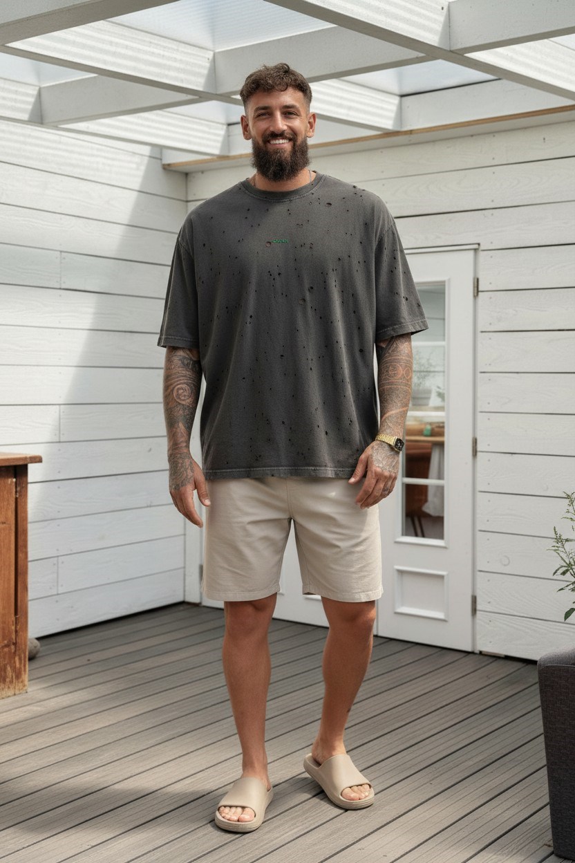 ESKITMELI OVERSIZED TSHIRT-Antrasit