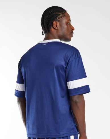 File Kumaş Spor   Oversize  T shirt-Lacivert-Beyaz