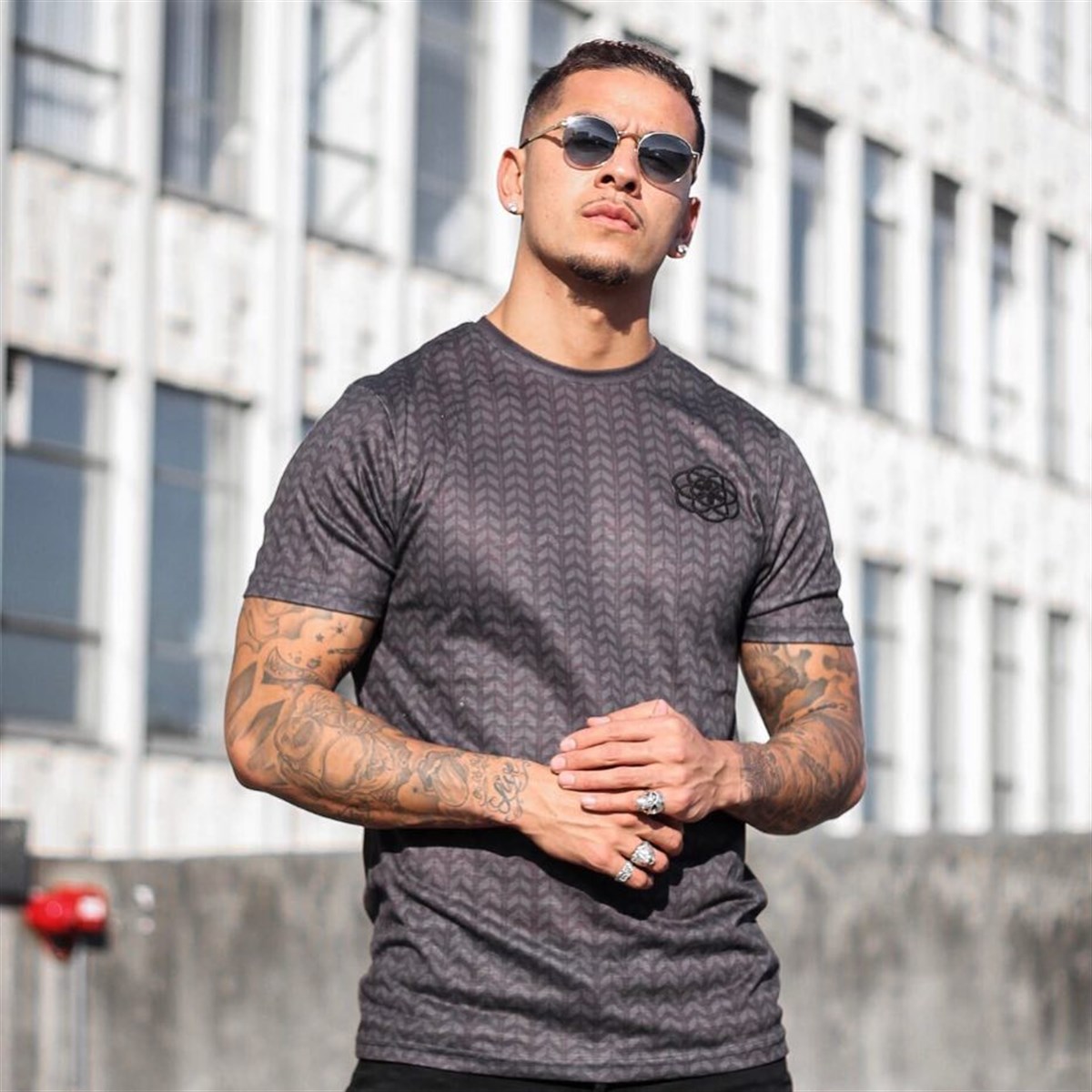 Gizli Baskılı T shirt-Antrasit