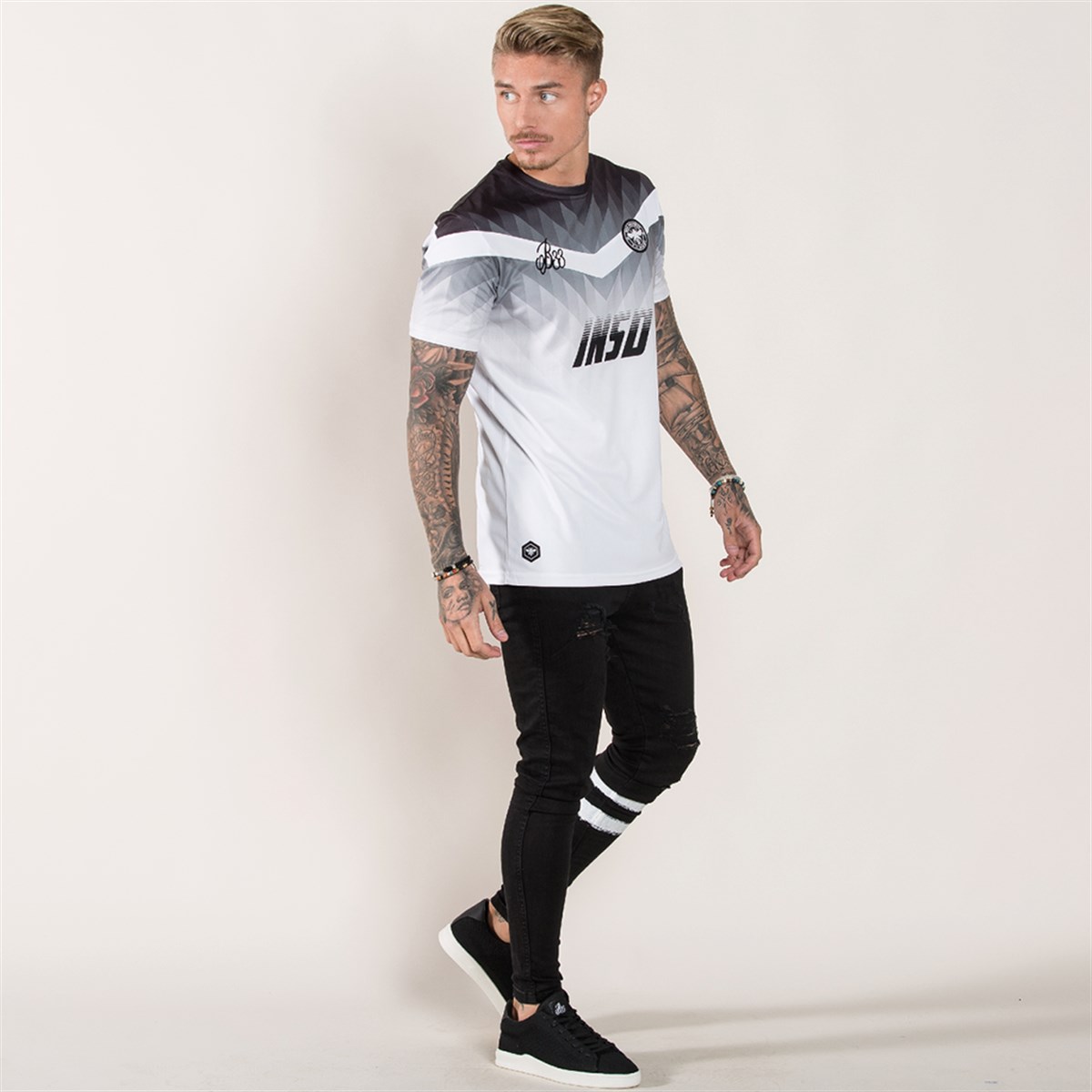 Göğüsü Logolu Long T shirt-Gri