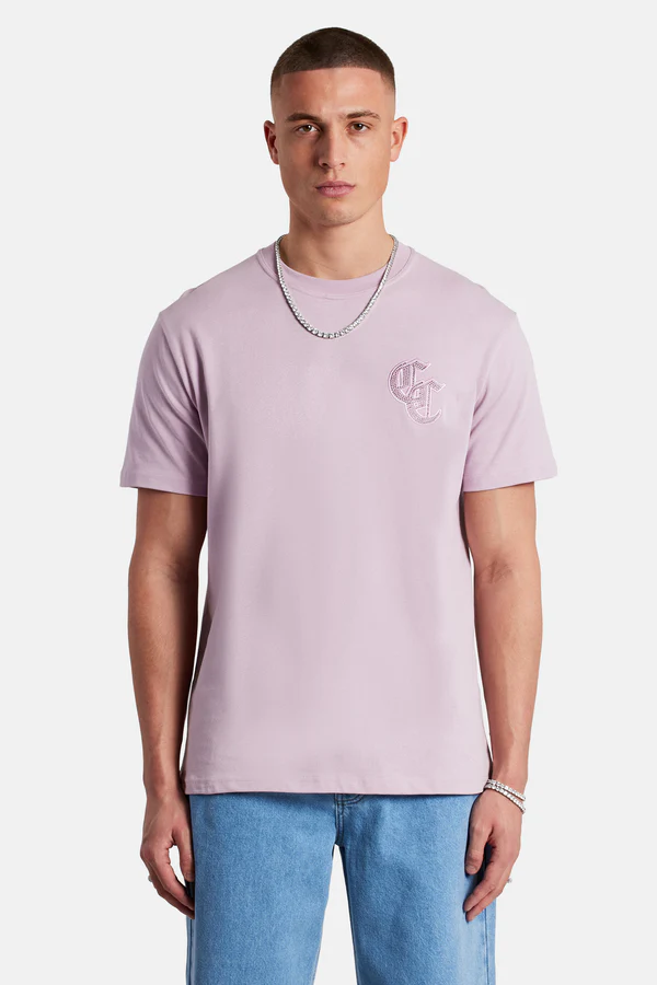 GOTHIC C RHINESTONE T-SHIRT-Lila