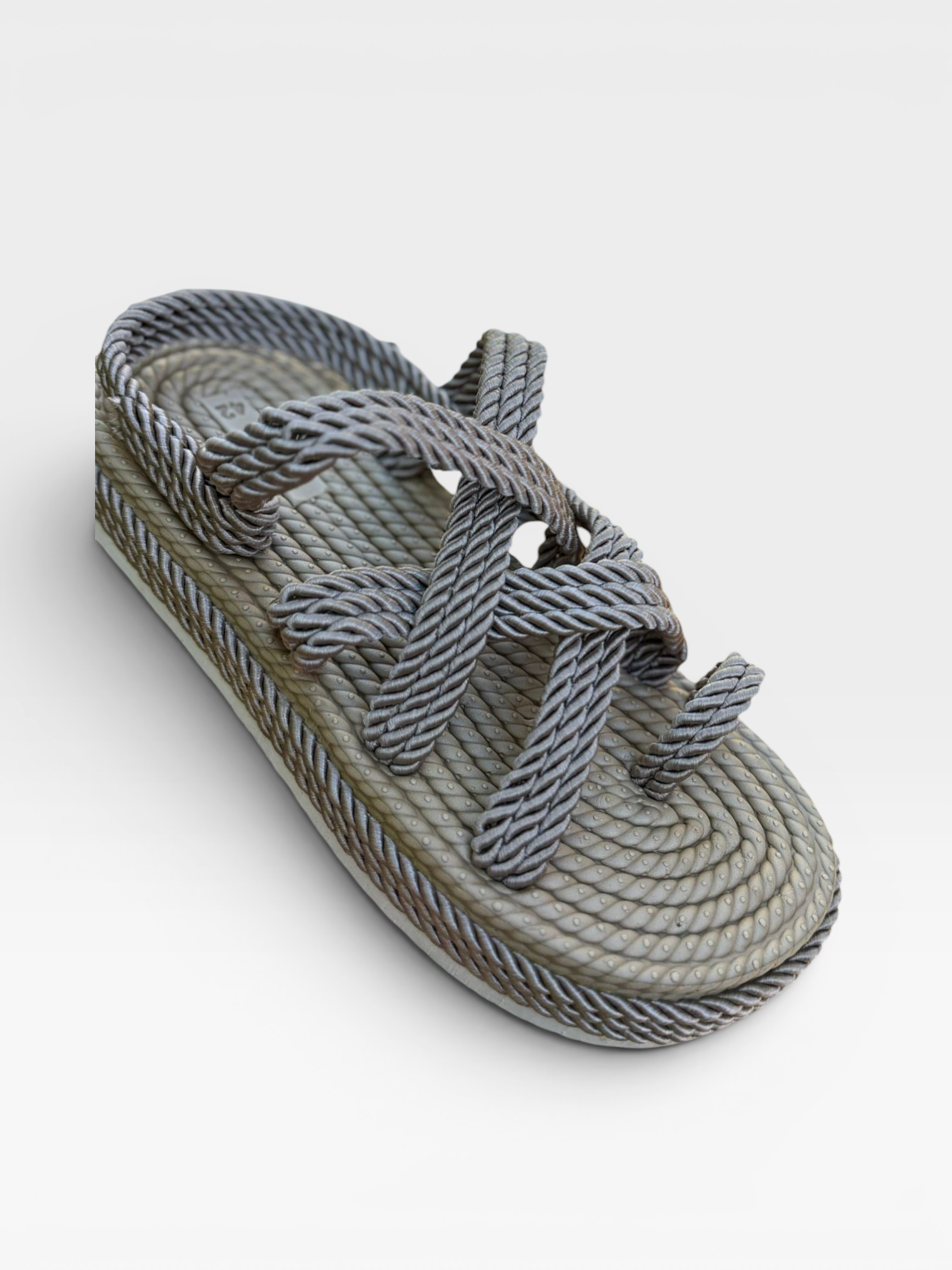 Hasır Örgü Halat Terlik Sandalet-Bej