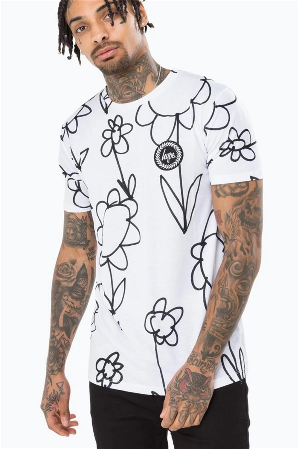 İnce Kumaş Baskılı T shirt-Beyaz