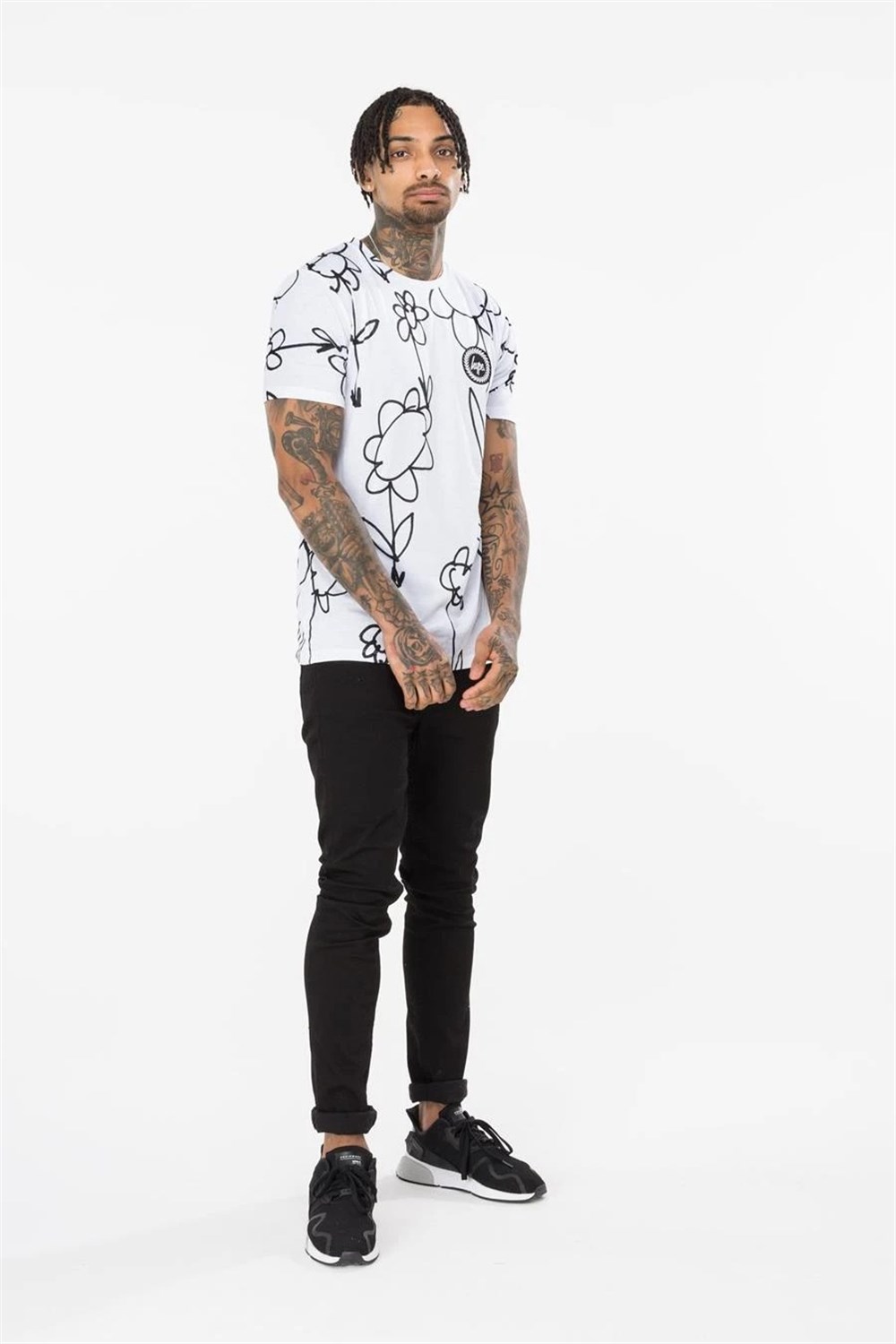 İnce Kumaş Baskılı T shirt-Beyaz