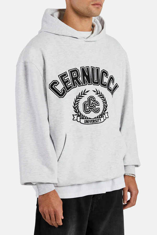 Kapşonlu Oversize Nakışlı Sweat-Gri