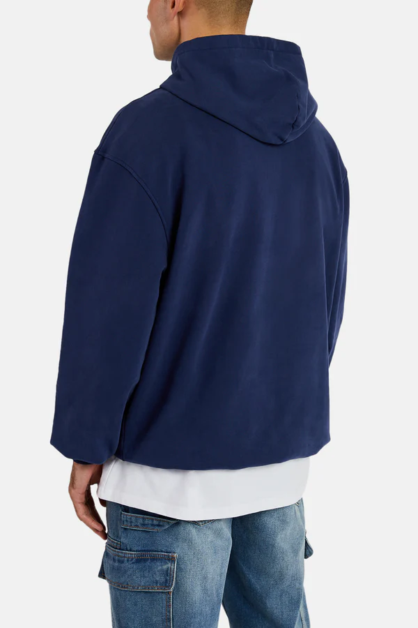 Kapşonlu Oversize Nakışlı Sweat-Lacivert