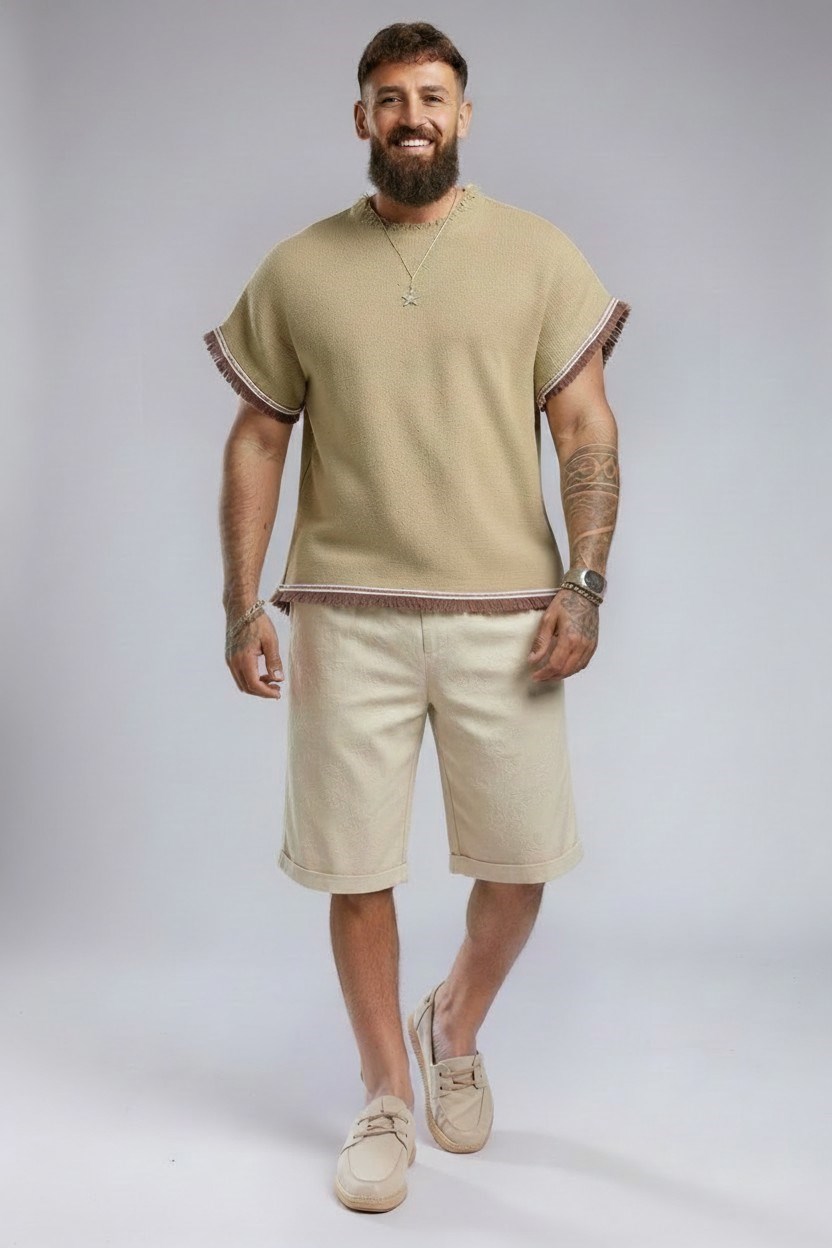 Kolsuz T-shirt-Bej