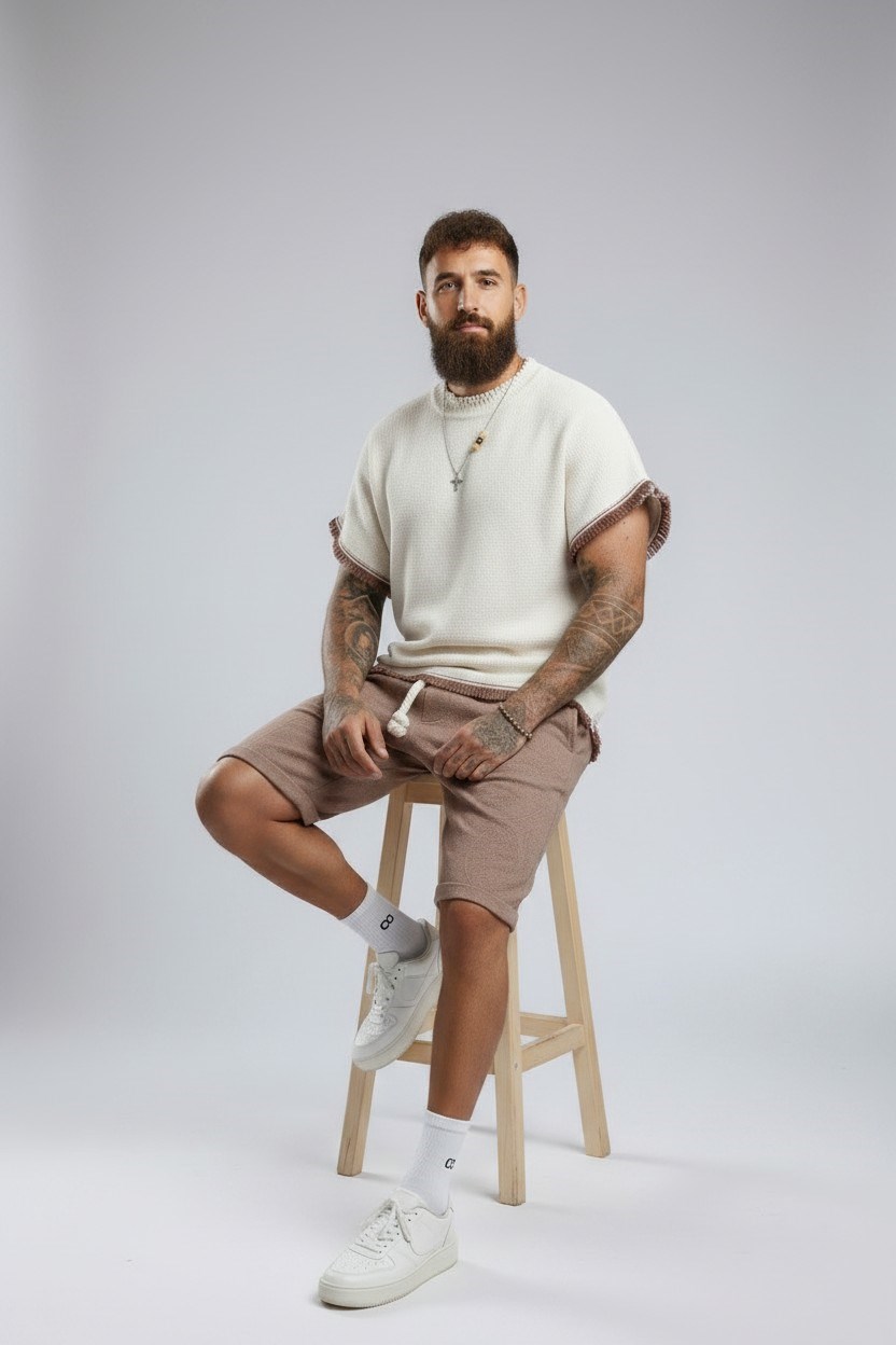 Kolsuz T-shirt-Krem