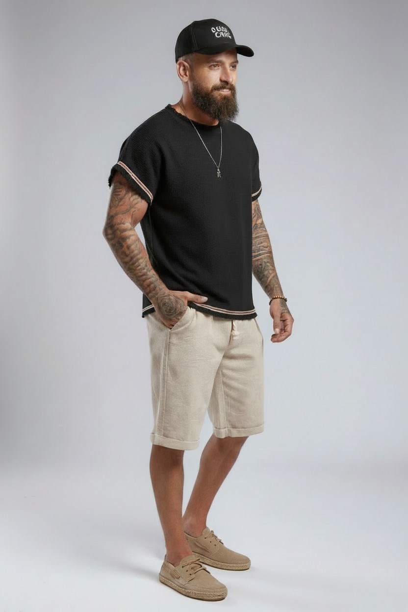 Kolsuz T-shirt-Siyah
