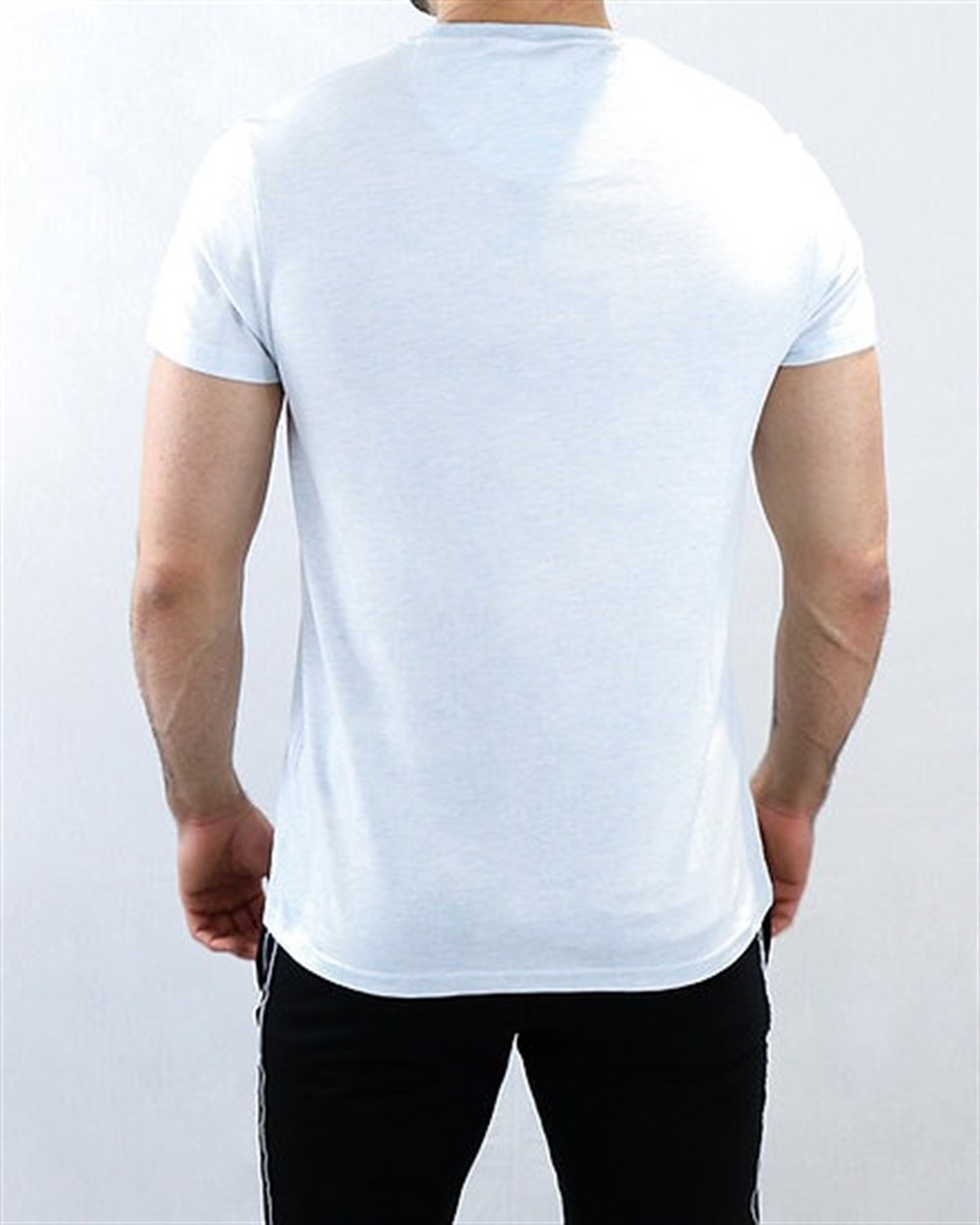 Logolu Basic T shirt-Mavi Açık