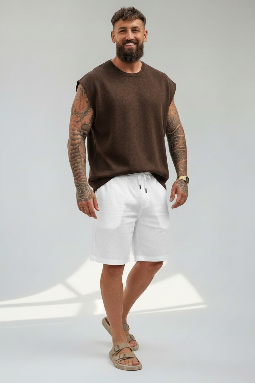 Merserize Kolsuz T-shirt-Kahve