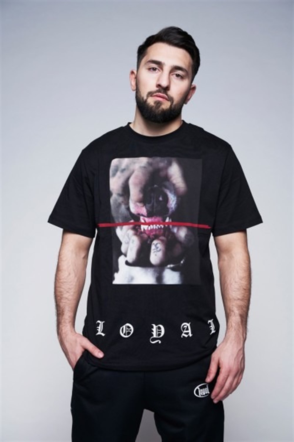 Normal Kesim  Unisex Köpek Baskılı T shirt-Siyah