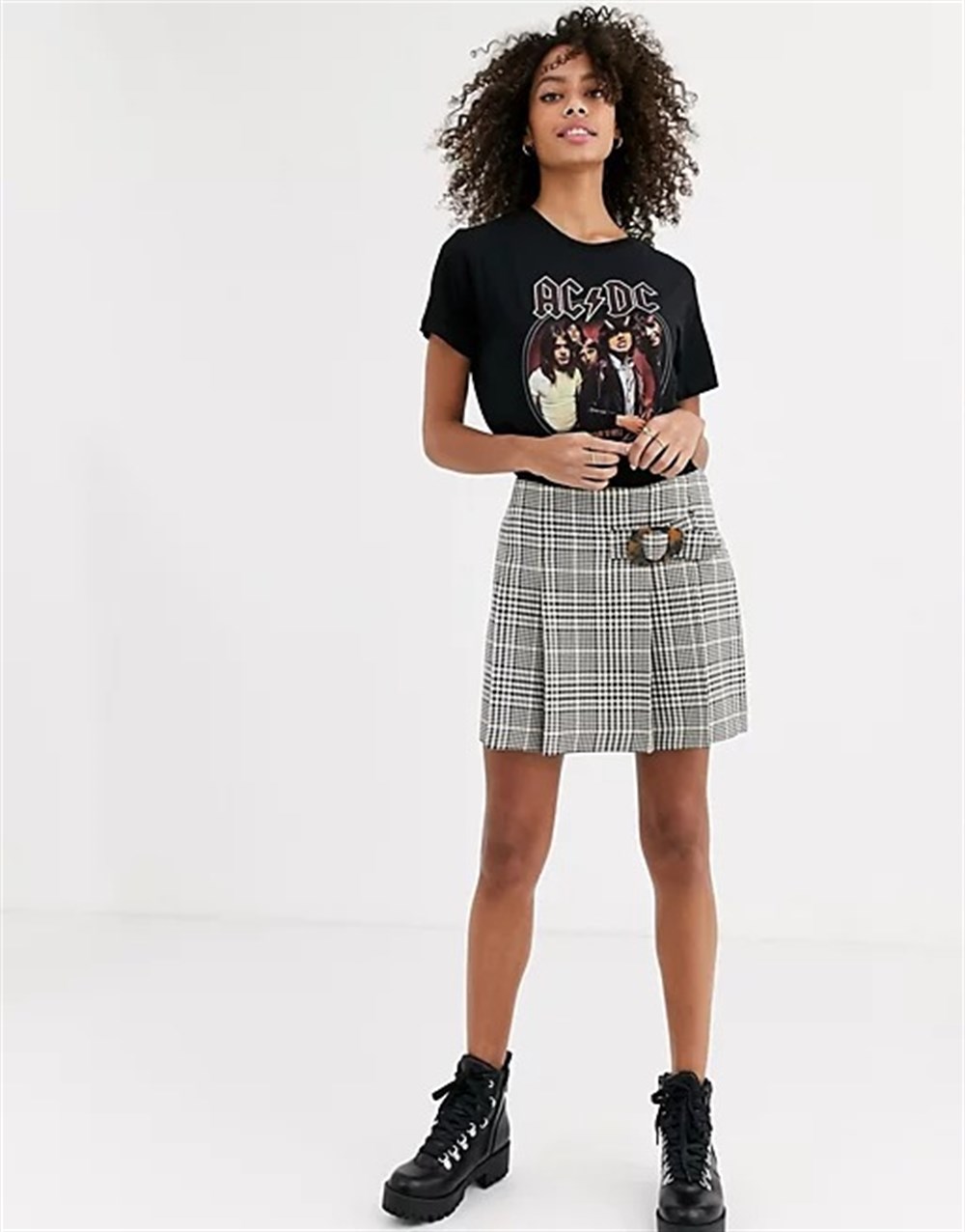 oVERSİZE Ac Dc Baskılı  T shirt-Siyah
