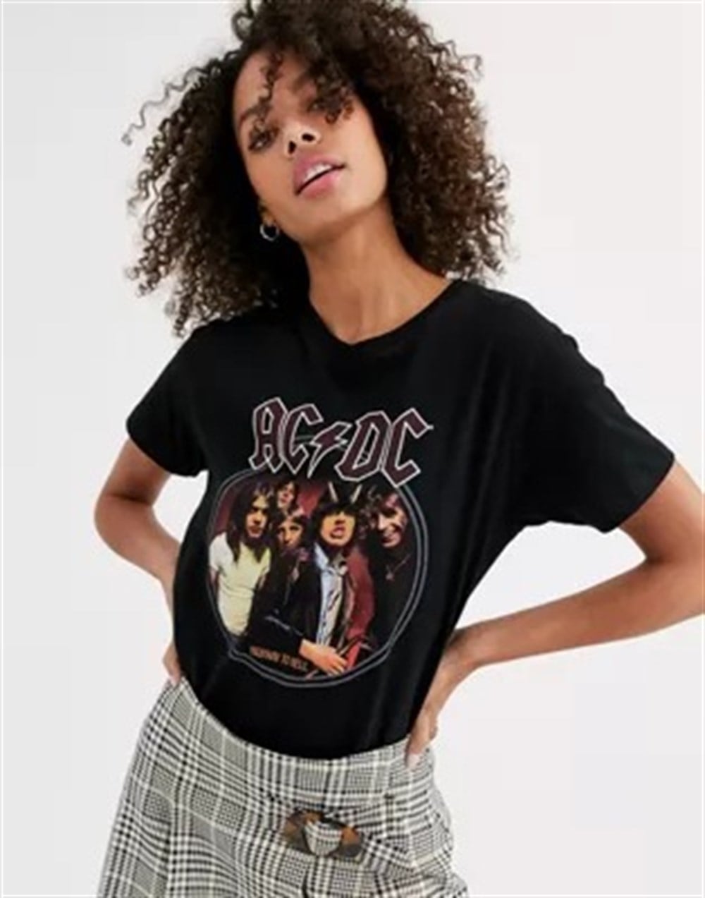 oVERSİZE Ac Dc Baskılı  T shirt-Siyah