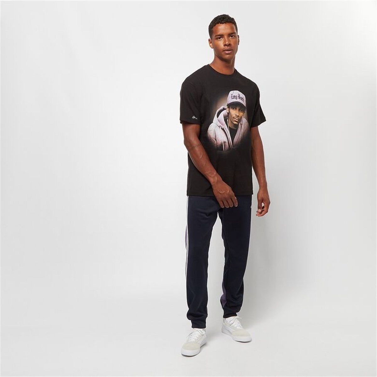 Oversize Arkası Long Beach BAskılı 2Pack  T shirt-Siyah-Kahve