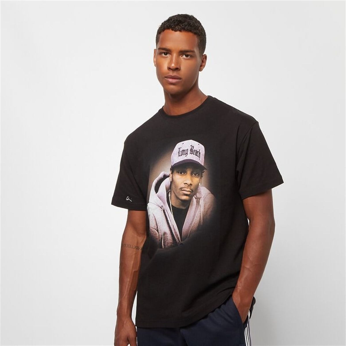 Oversize Arkası Long Beach BAskılı 2Pack  T shirt-Siyah-Kahve