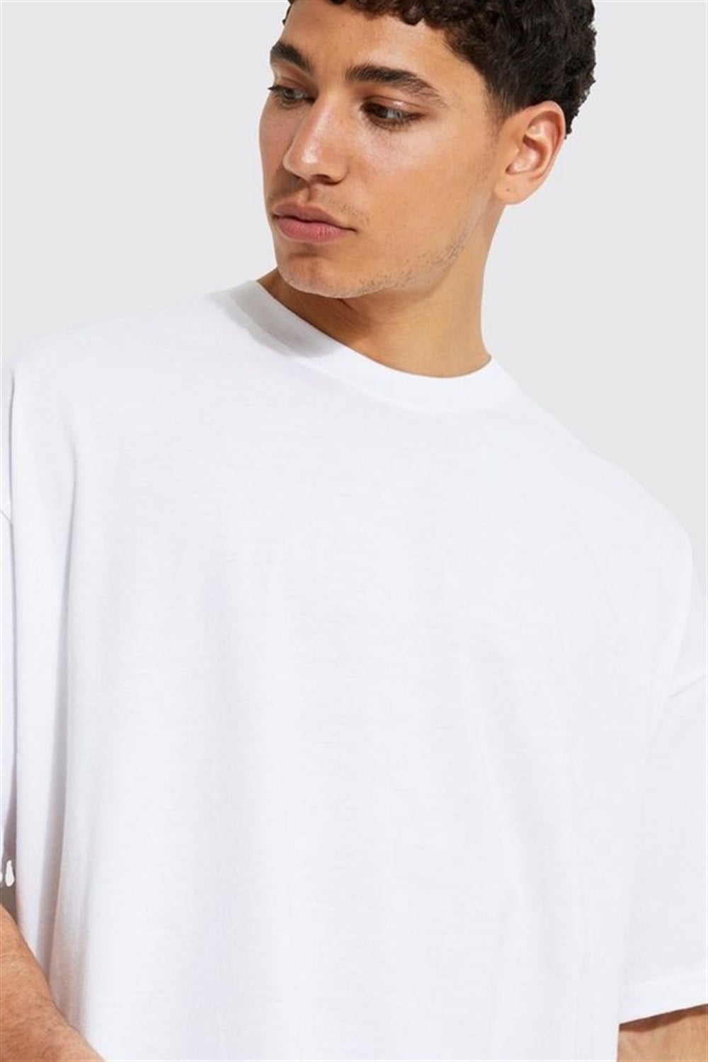 Oversize Basic Crew T shirt-Beyaz