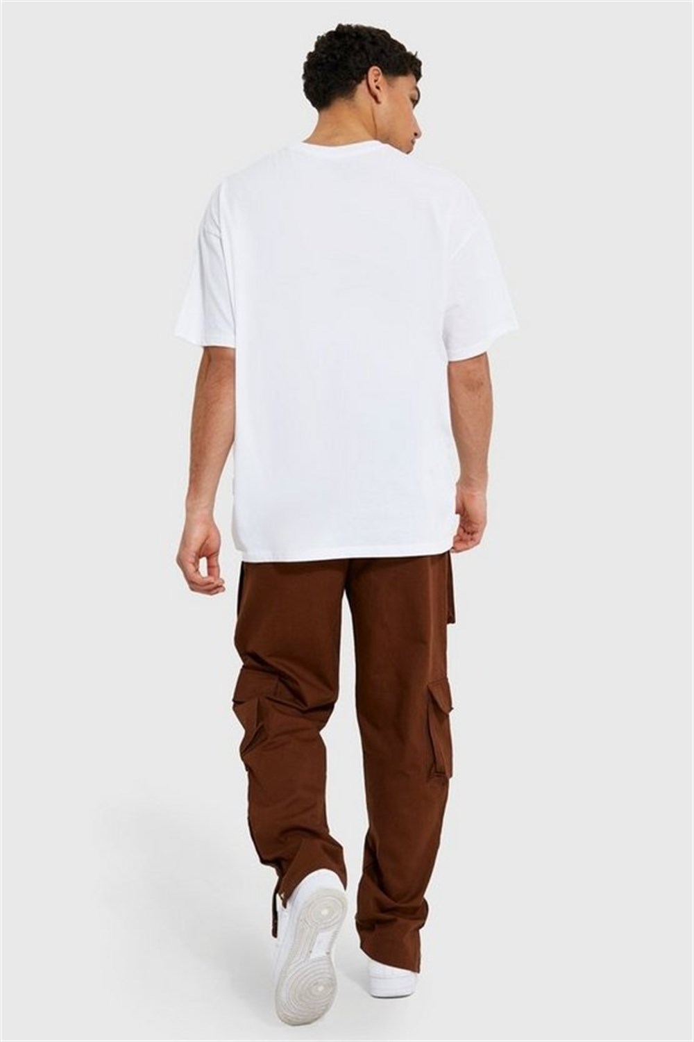 Oversize Basic Crew T shirt-Beyaz