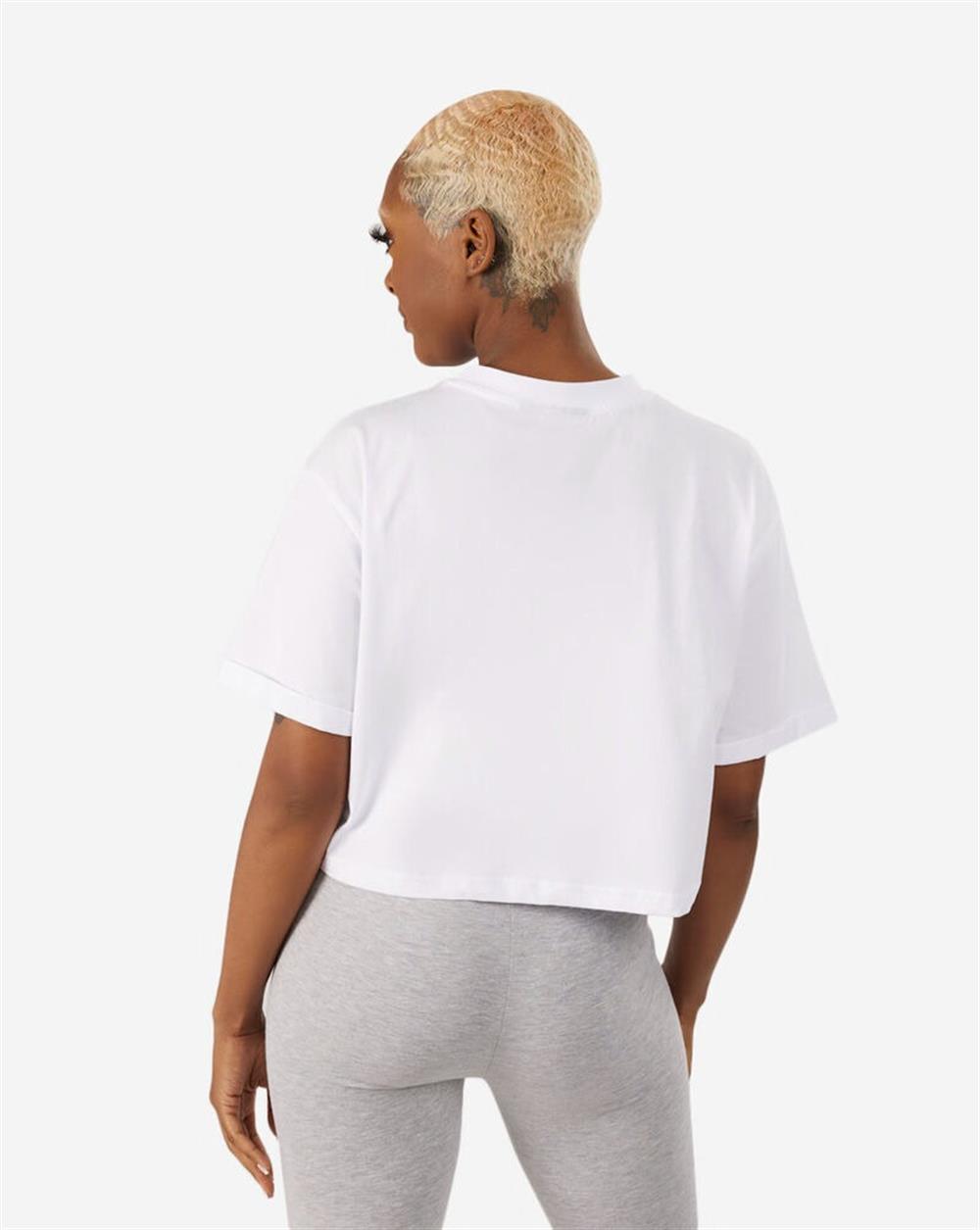 Oversize Basic Crop T shirt-Beyaz