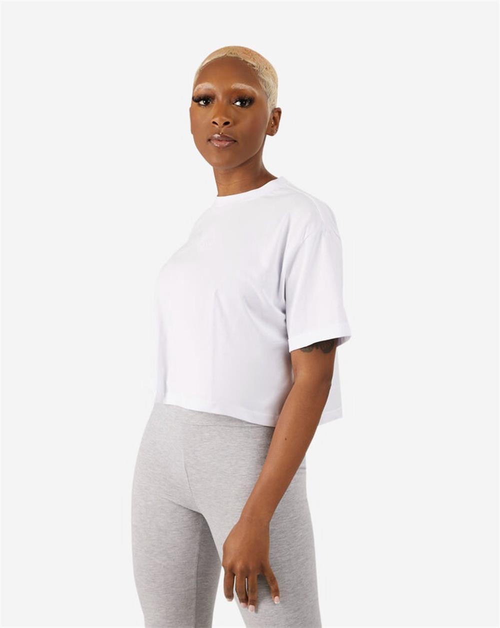 Oversize Basic Crop T shirt-Beyaz