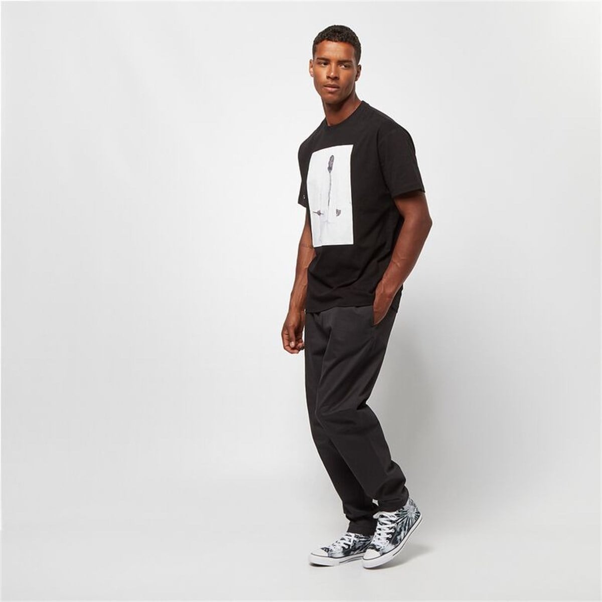 Oversize Brooklyn  Baskılı  T shirt-Siyah