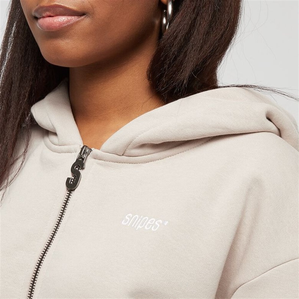 Oversize Fermuarlı  Sweat-Bej